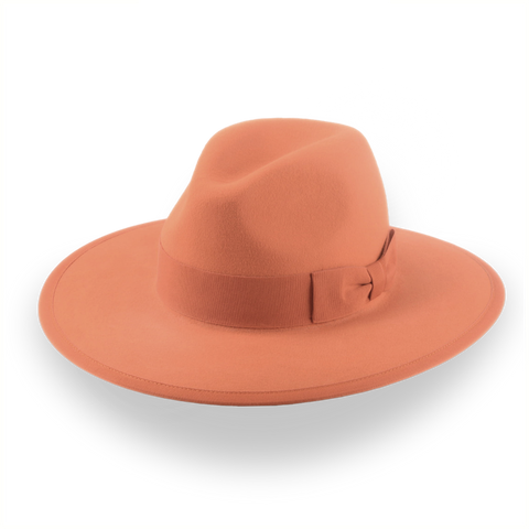 Orange Wide Brim Fedora en elegante fieltro de piel | The Taylor