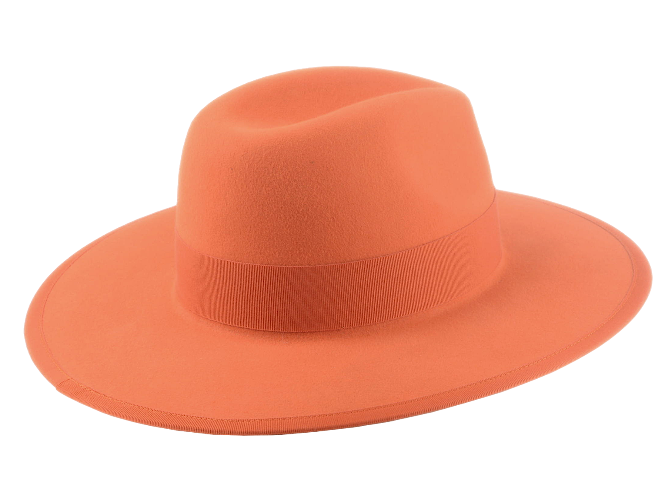 The TAYLOR | Agnoulita Custom Handmade Hats Agnoulita Hats 4 | Center-dent, Orange, Rabbit fur felt, Wide Brim Fedora