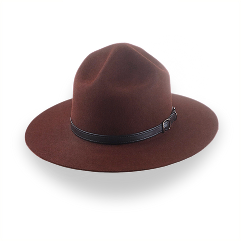 Oxblood Wide Brim Campaign Hat in Durable Fur Felt |The Lemon Squeezer