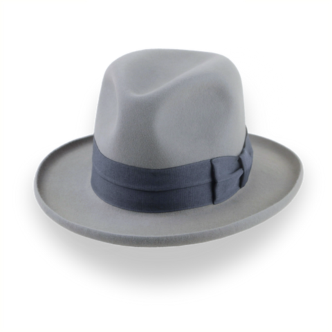 Pewter Grey Pencil Brim Fedora with Exclusive Ribbon Hatband | The Hiero