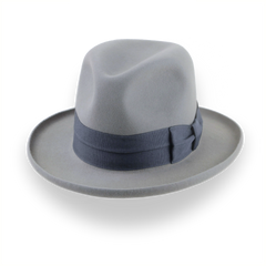 Pewter Grey Pencil Brim Fedora with Exclusive Ribbon Hatband | The Hiero