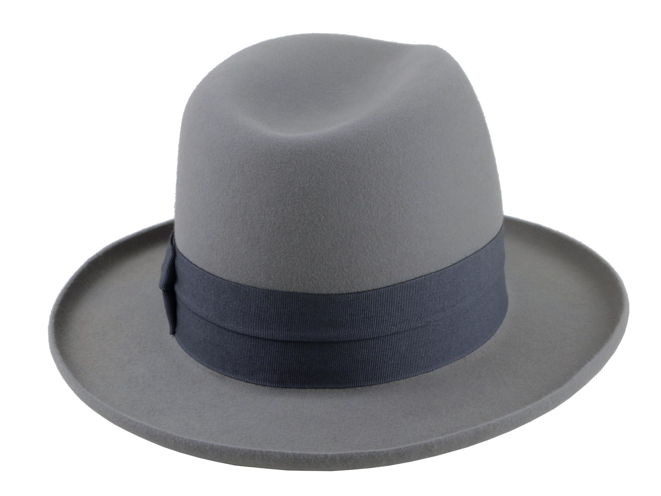 The Hiero -Pewter Grey Fur Felt Fedora with Pencil Brim and Traditional Bowtie Detailing | Agnoulita Quality Custom Hats 4