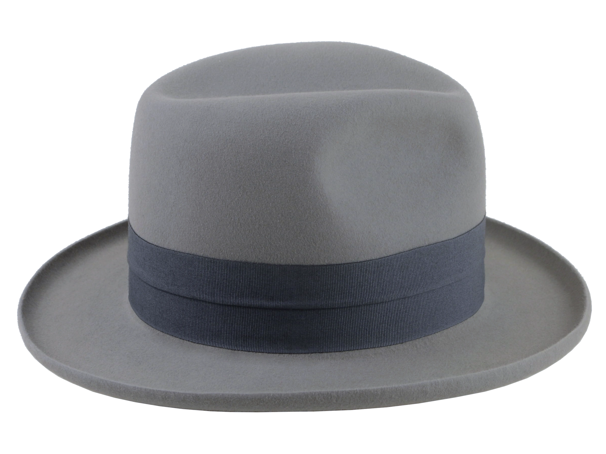 The Hiero -Pewter Grey Fur Felt Fedora with Pencil Brim and Traditional Bowtie Detailing | Agnoulita Quality Custom Hats 5