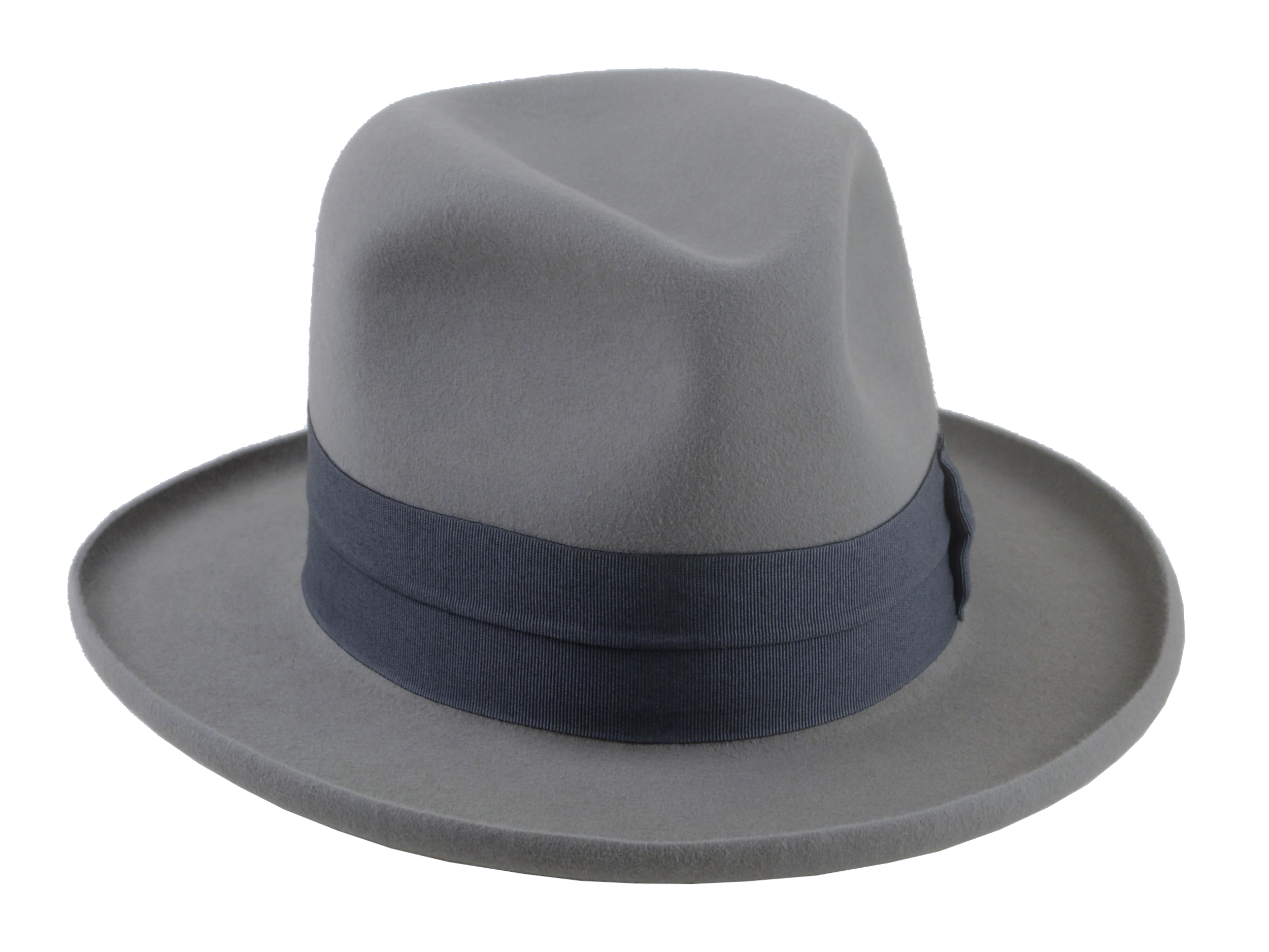 The Hiero -Pewter Grey Fur Felt Fedora with Pencil Brim and Traditional Bowtie Detailing | Agnoulita Quality Custom Hats 6