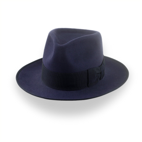 Cappellino da uomo in pelliccia di castoro blu navy Cappello Fedora | Il ricino