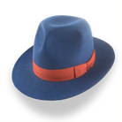 Premium Rabbit Fur Felt Blue Poet Fedora Hat | The Pulsar - Agnoulita Hats 1 