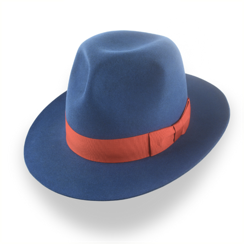 Premium Rabbit Fur Felt Blue Poet Fedora Hat | The Pulsar