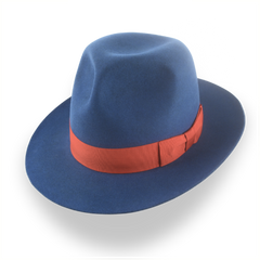 Premium Rabbit Fur Felt Blue Poet Fedora Hat | The Pulsar