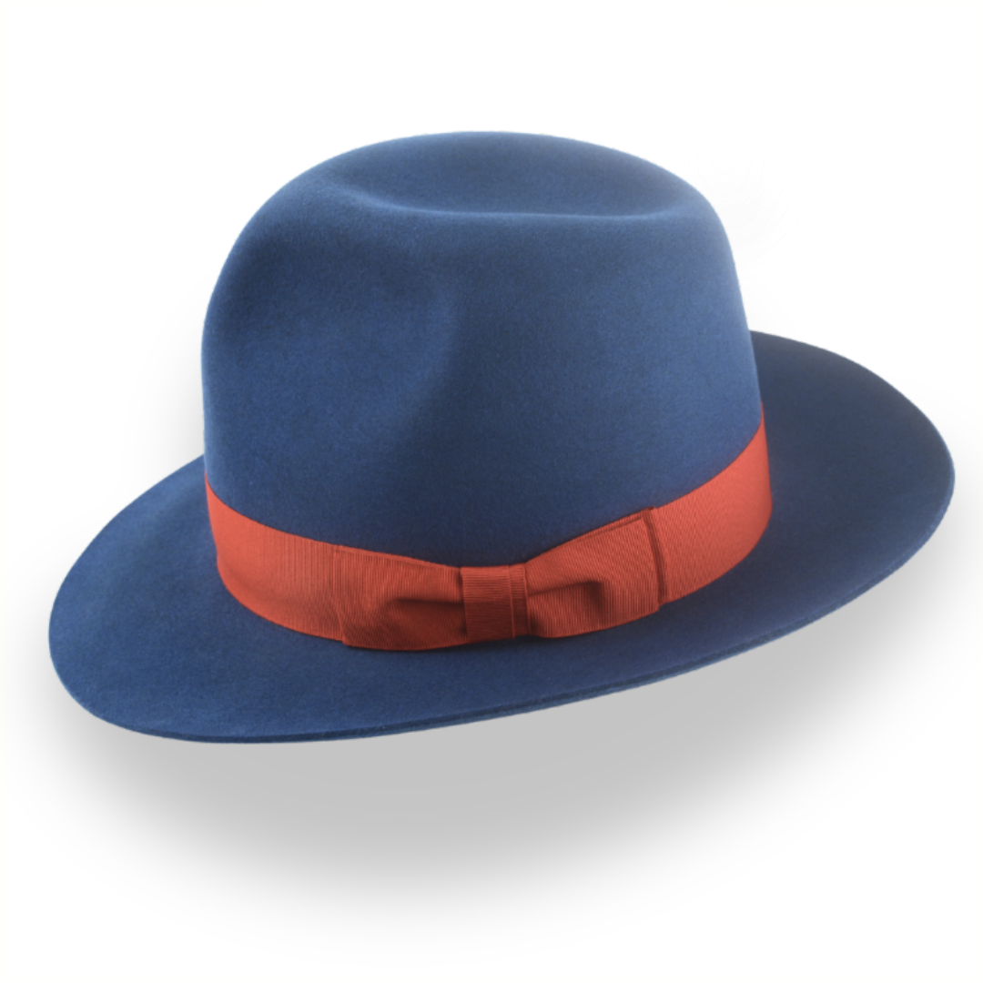 Premium Rabbit Fur Felt Blue Poet Fedora Hat | The Pulsar - Agnoulita Hats 2 