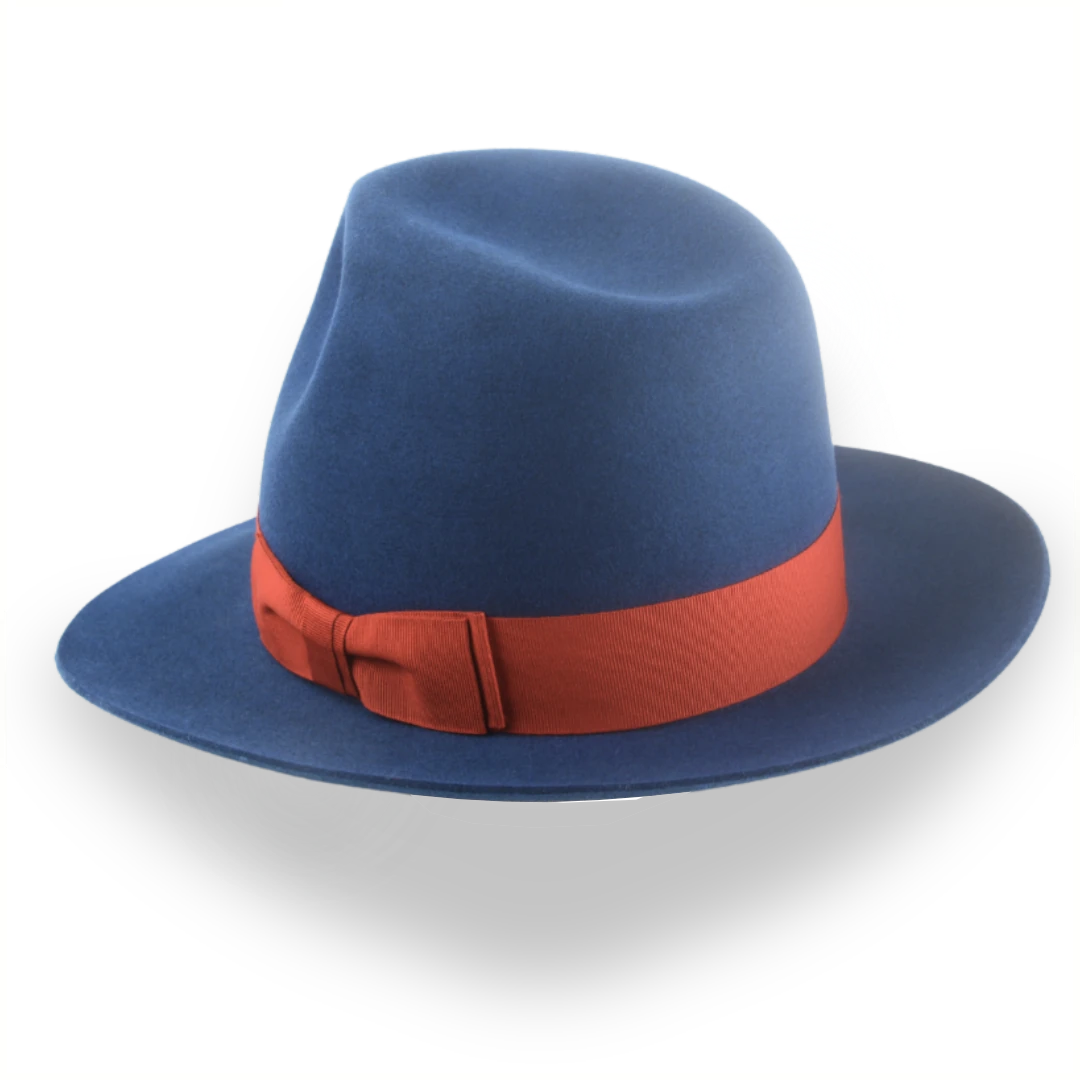 Premium Rabbit Fur Felt Blue Poet Fedora Hat | The Pulsar - Agnoulita 3 