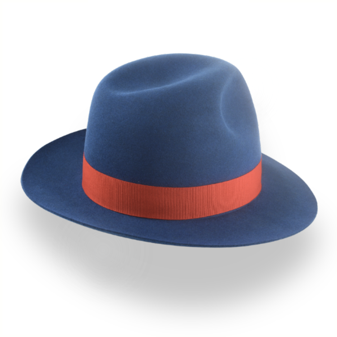 Premium Rabbit Fur Felt Blue Poet Fedora Hat | The Pulsar - Agnoulita Hats 4 