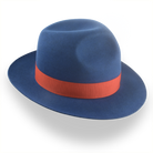 Premium Rabbit Fur Felt Blue Poet Fedora Hat | The Pulsar - Agnoulita Hats 5 