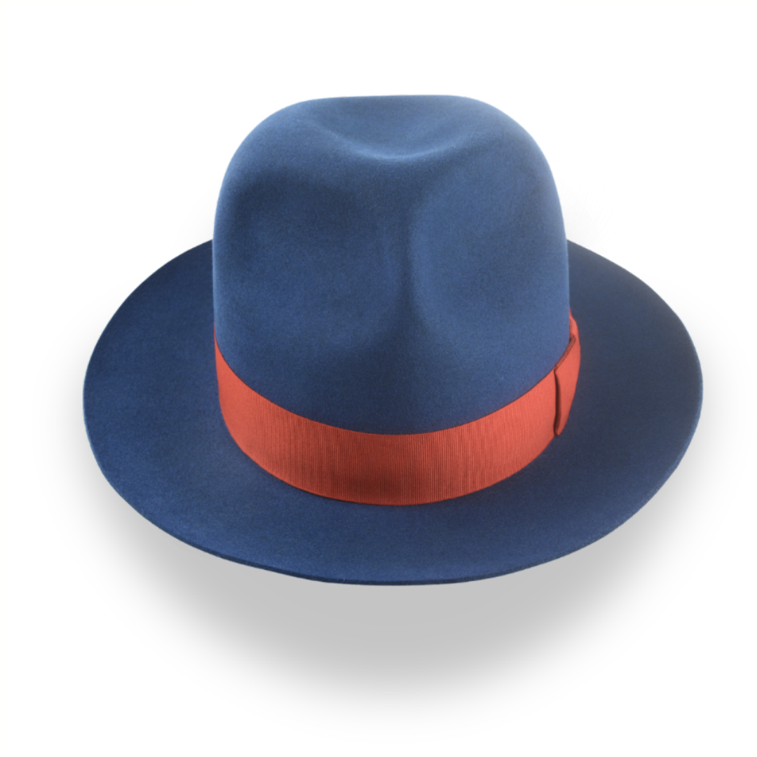 Premium Rabbit Fur Felt Blue Poet Fedora Hat | The Pulsar - Agnoulita Hats 6 