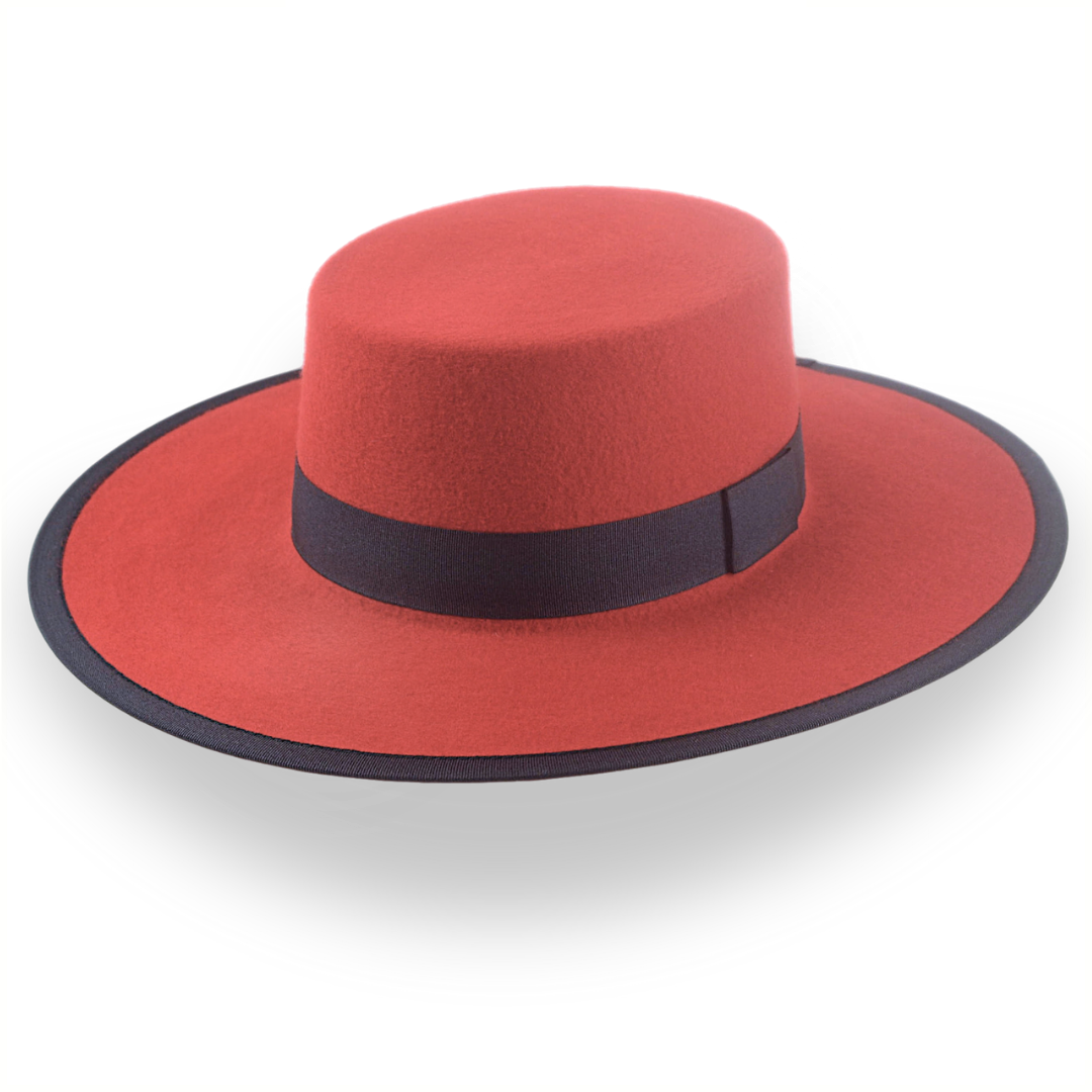 Red Western Hat with Flat Top in Premium Wool Felt | The Bolero - Agnoulita Hats 1 