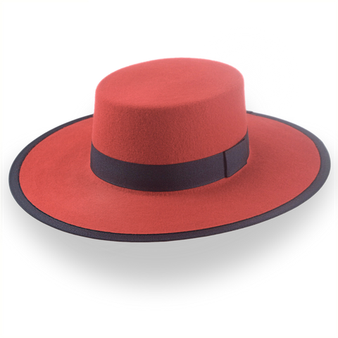 Red Western Hat with Flat Top in Premium Wool Felt | The Bolero