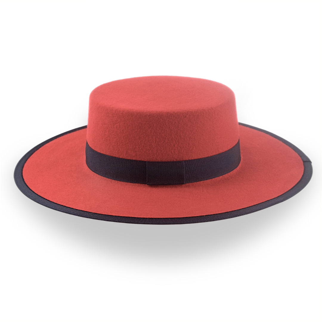 Red Western Hat with Flat Top in Premium Wool Felt | The Bolero - Agnoulita Hats 2 