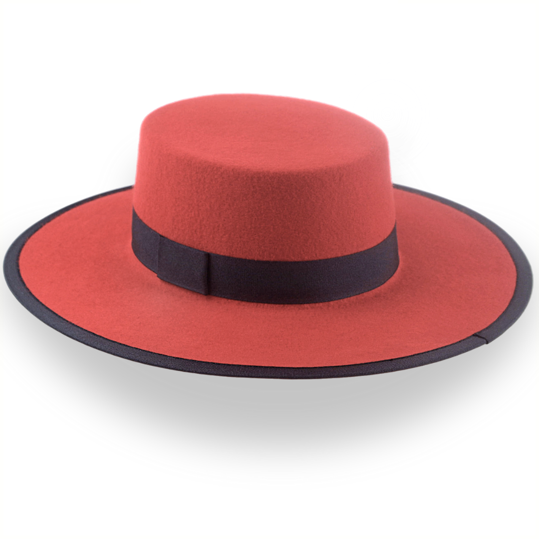 Red Western Hat with Flat Top in Premium Wool Felt | The Bolero - Agnoulita Hats 3 