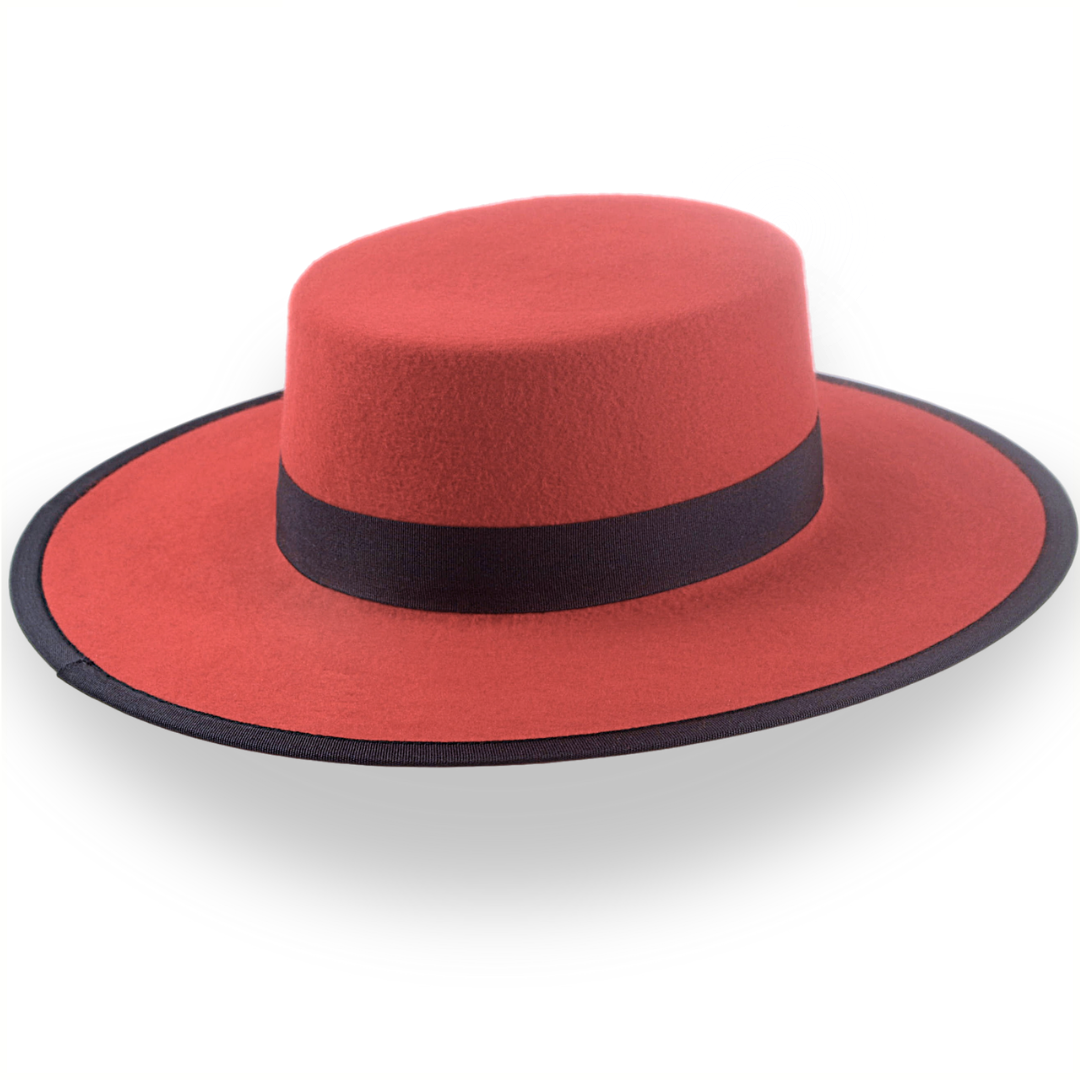 Red Western Hat with Flat Top in Premium Wool Felt | The Bolero - Agnoulita Hats 4 