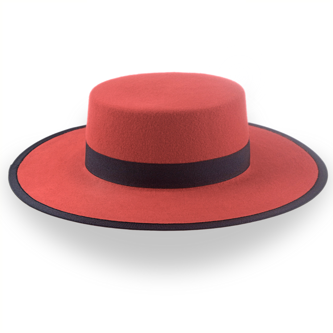 Red Western Hat with Flat Top in Premium Wool Felt | The Bolero - Agnoulita Hats 5 