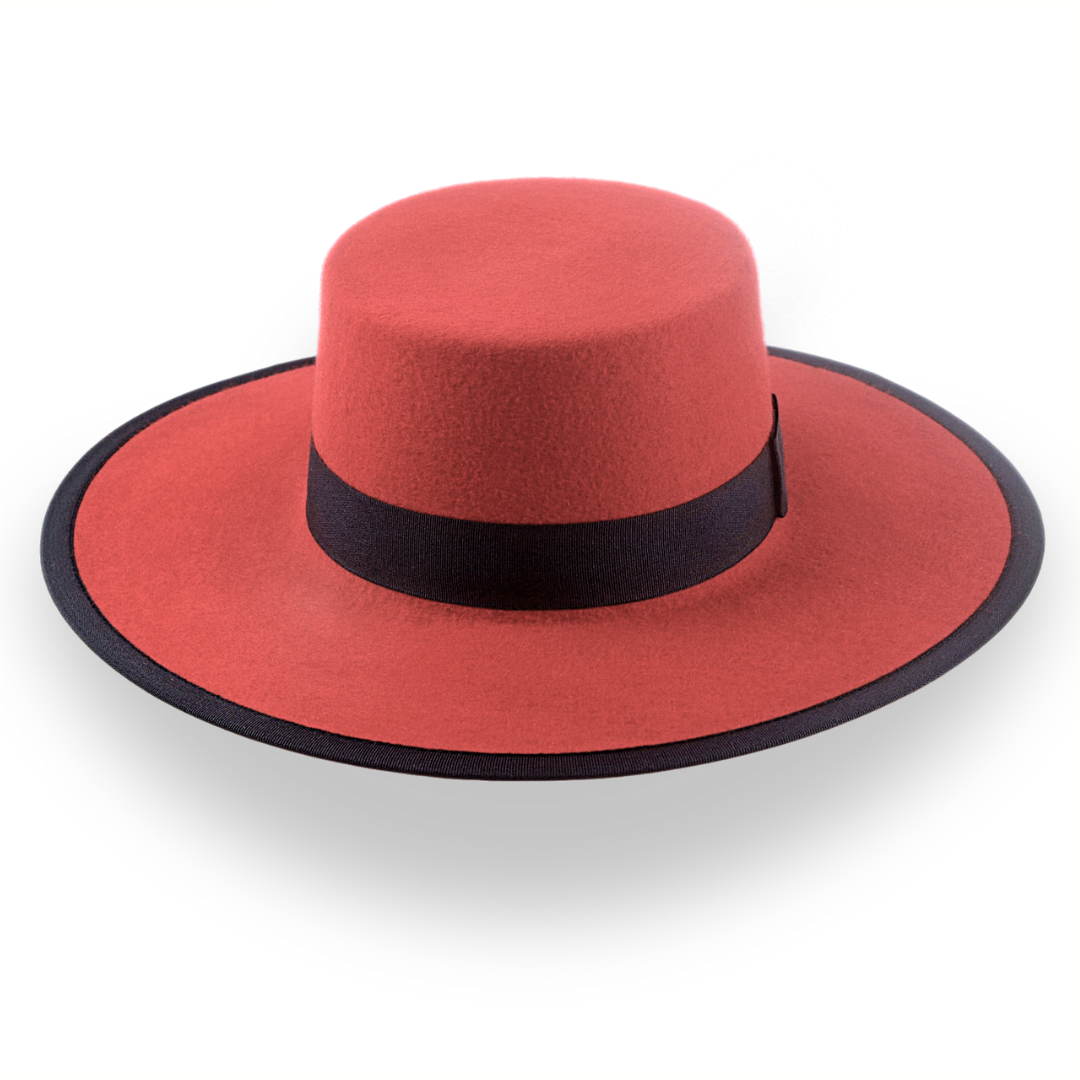 Red Western Hat with Flat Top in Premium Wool Felt | The Bolero - Agnoulita Hats 6 