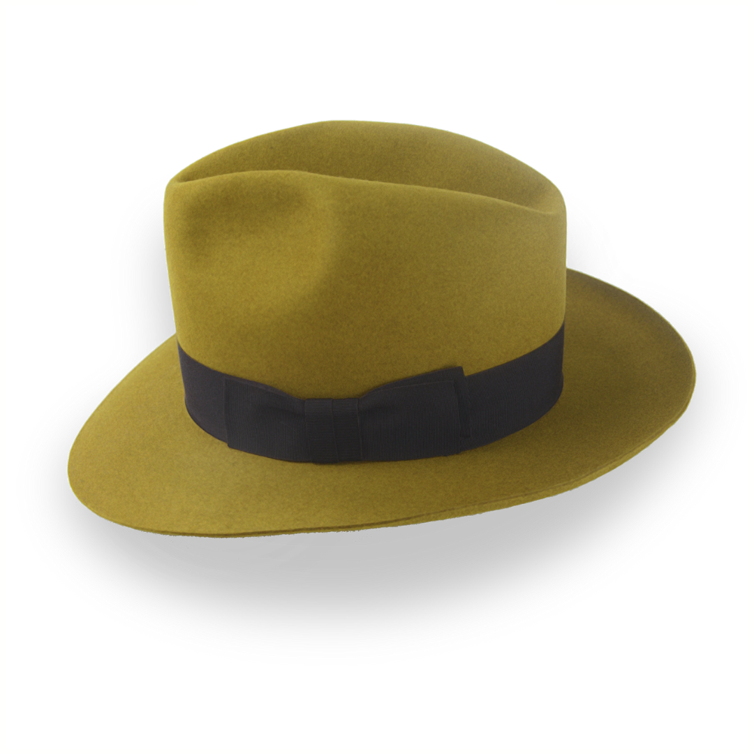 Retro Mustard Fedora Hat in Artisanal Beaver Fur Felt | The Chacho - Agnoulita Hats 2 