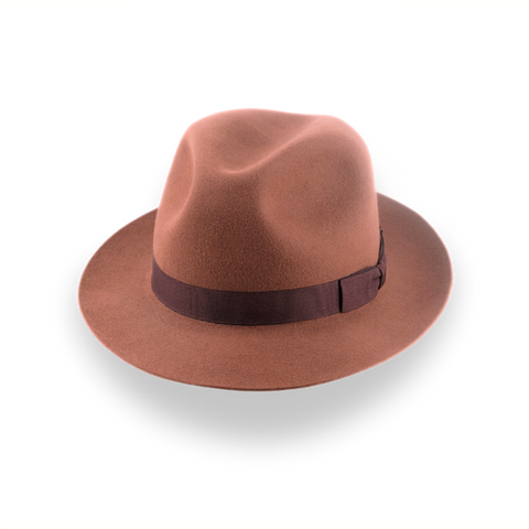 Sombrero Trilby Fedora en suave fieltro de piel Rust Short Brim | The Tomaso