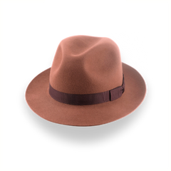 Sombrero Fedora Trilby de ala corta óxido en fieltro de piel suave | El Tomaso