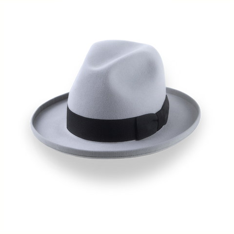 Chapeau Homburg Fedora en Feutre de Fourrure lisse Gris Argenté | The Aerolithe