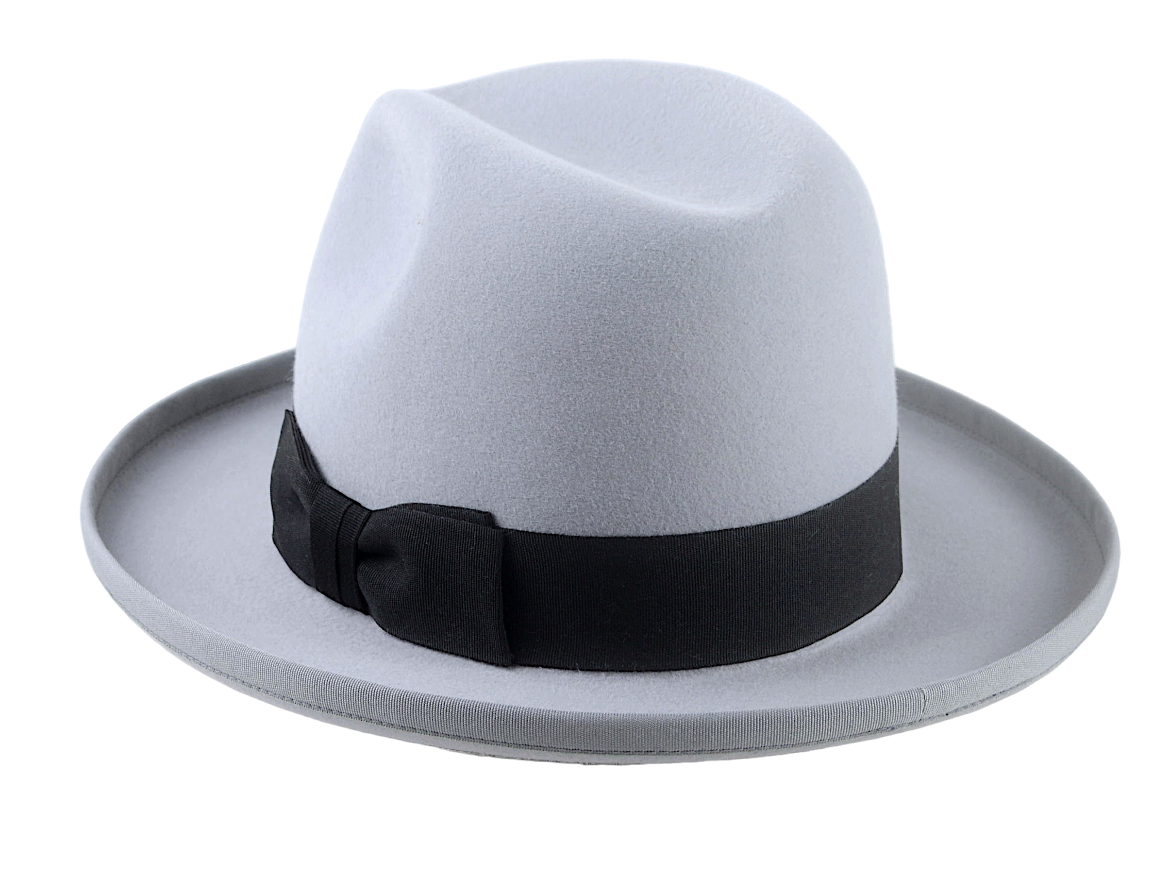 Center-Dent Homburg Fedora | The AEROLITHE | Custom Handmade Hat Agnoulita Hats 3 | Center-dent, Grey, Homburg Fedora, Rabbit fur felt