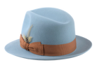 The PHOENIX | Agnoulita Custom Handmade Hats Agnoulita Hats 3 | Center-dent, Rabbit fur felt, Sky Blue, Unisex Fedora