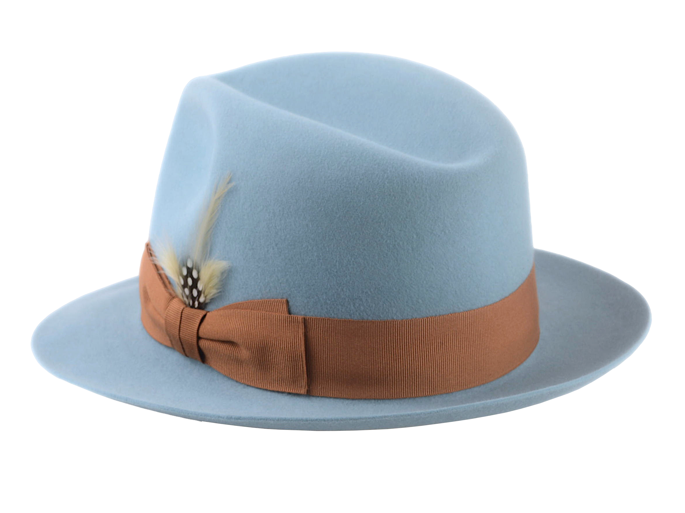 The PHOENIX | Agnoulita Custom Handmade Hats Agnoulita Hats 3 | Center-dent, Rabbit fur felt, Sky Blue, Unisex Fedora