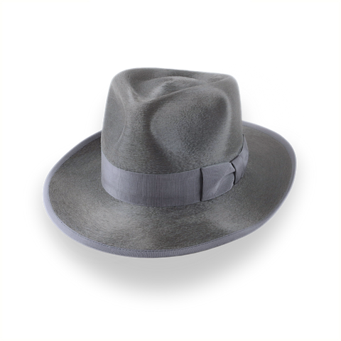 Smoke Grey Sleek Silk Finish Fedora Hut für Männer | The Oliver