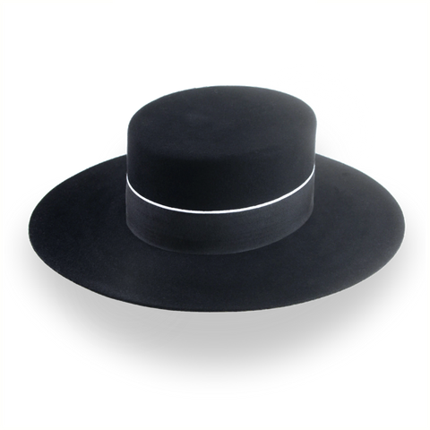 Spanish Cordobés Flat Top Hat Handmade in Black Fur Felt | The Andaluz