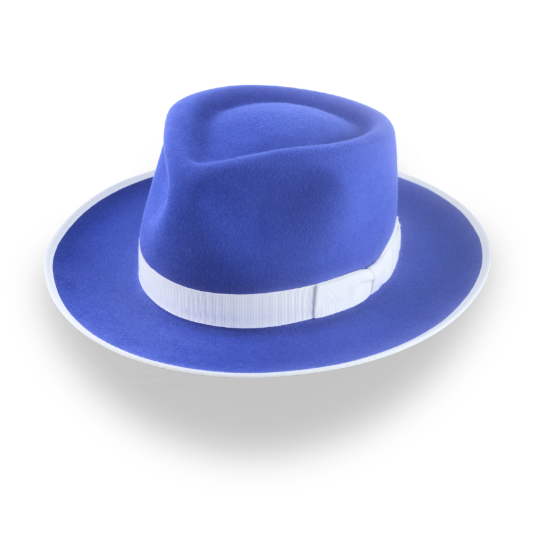 Stylish Royal Blue Fedora Hat with Teardrop Crown | The Equinox - Agnoulita 1 