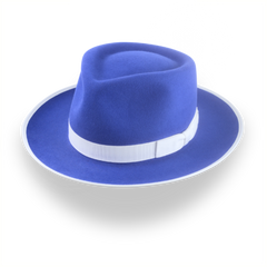 Stylish Royal Blue Fedora Hat with Teardrop Crown | The Equinox