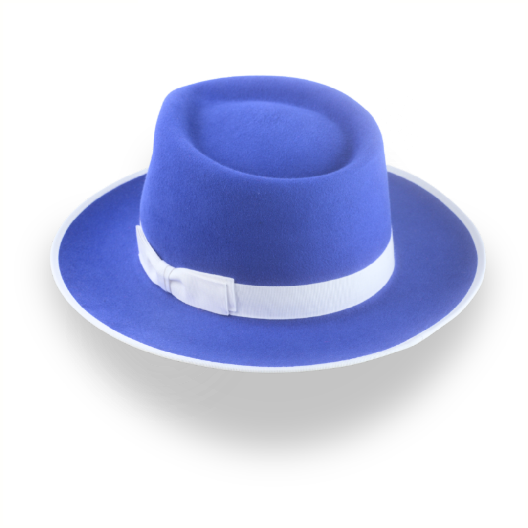 Stylish Royal Blue Fedora Hat with Teardrop Crown | The Equinox - Agnoulita Hats 3 