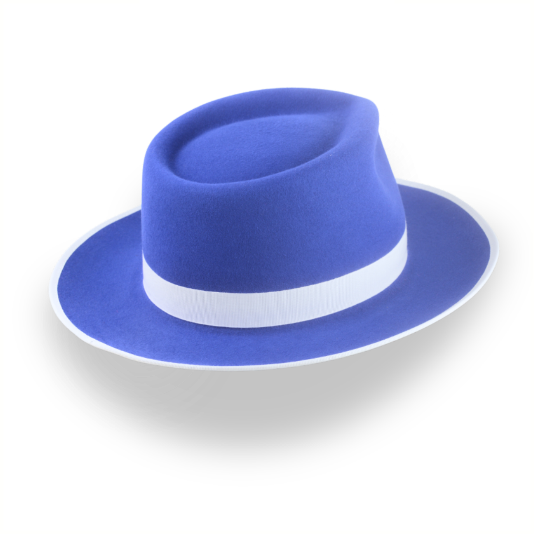 Stylish Royal Blue Fedora Hat with Teardrop Crown | The Equinox - Agnoulita 4 