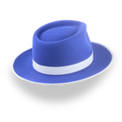 Stylish Royal Blue Fedora Hat with Teardrop Crown | The Equinox - Agnoulita Hats 4 