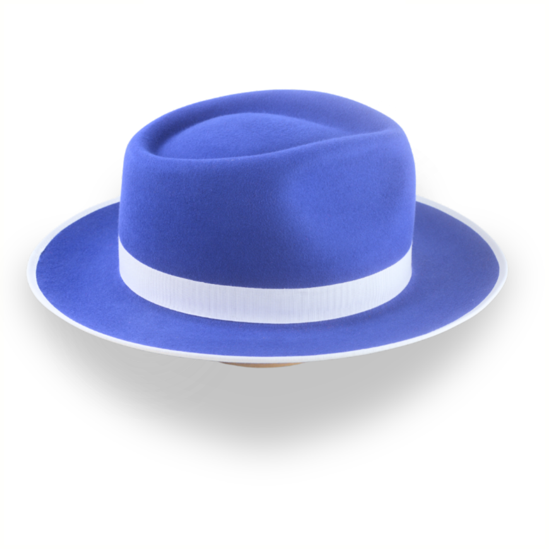 Stylish Royal Blue Fedora Hat with Teardrop Crown | The Equinox - Agnoulita Hats 5 