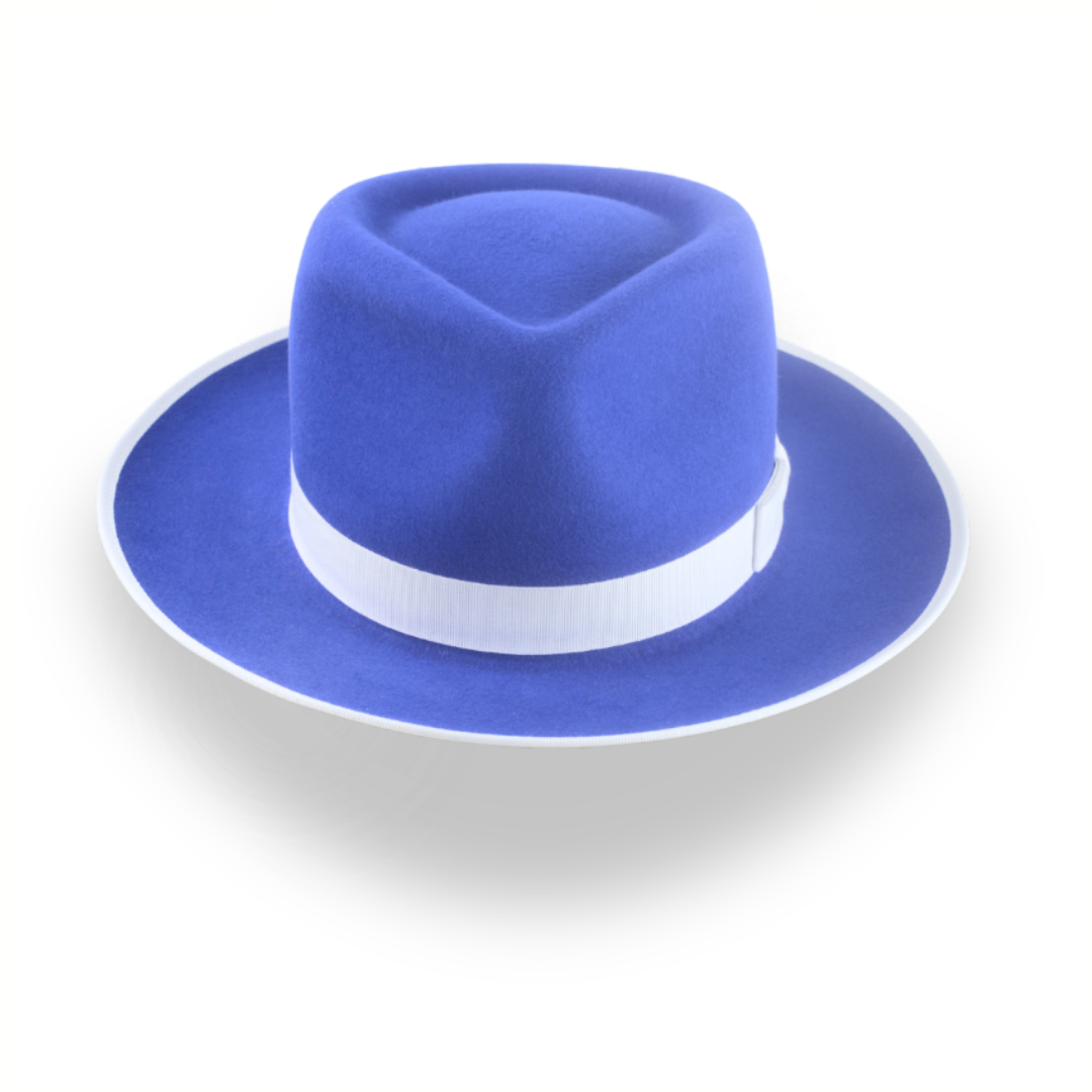 Stylish Royal Blue Fedora Hat with Teardrop Crown | The Equinox - Agnoulita 6 