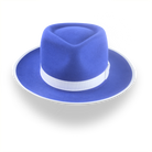 Stylish Royal Blue Fedora Hat with Teardrop Crown | The Equinox - Agnoulita Hats 6 