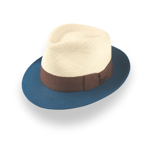 Summer Style Two-Tone Panama Fedora Hat with Felt Brim | The Alexander