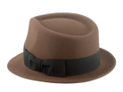 The Echo - Dark Taupe Premium Fur Felt Trilby Hat for Men with Teardrop Crown Design | Agnoulita Quality Custom Hats 3