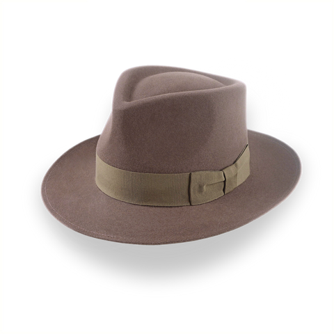 Taupe Brown Wide Brim Fedora For Men | The Sovereign