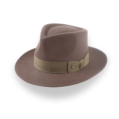 Taupe Brown Wide Brim Fedora For Men | The Sovereign