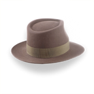 Taupe Brown Wide Brim Fedora For Men | The Sovereign - Agnoulita 4 