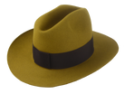 The Ace: Profile view of the fedora highlighting the grosgrain ribbon hatband | Agnoulita Hats