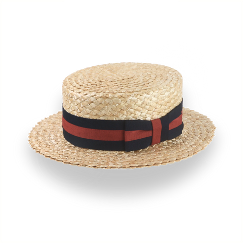 Vintage Style Mens Straw Boater Hat with Custom Options | The Skimmer