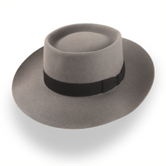 Vintage Style Wide-Brim Porkpie Hat in Premium Beaver Felt | The Oppenheimer