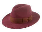 The PINNACLE | Agnoulita Custom Handmade Hats Agnoulita Hats 1 | Center-dent, Rabbit fur felt, Wide Brim Fedora, Wine Red